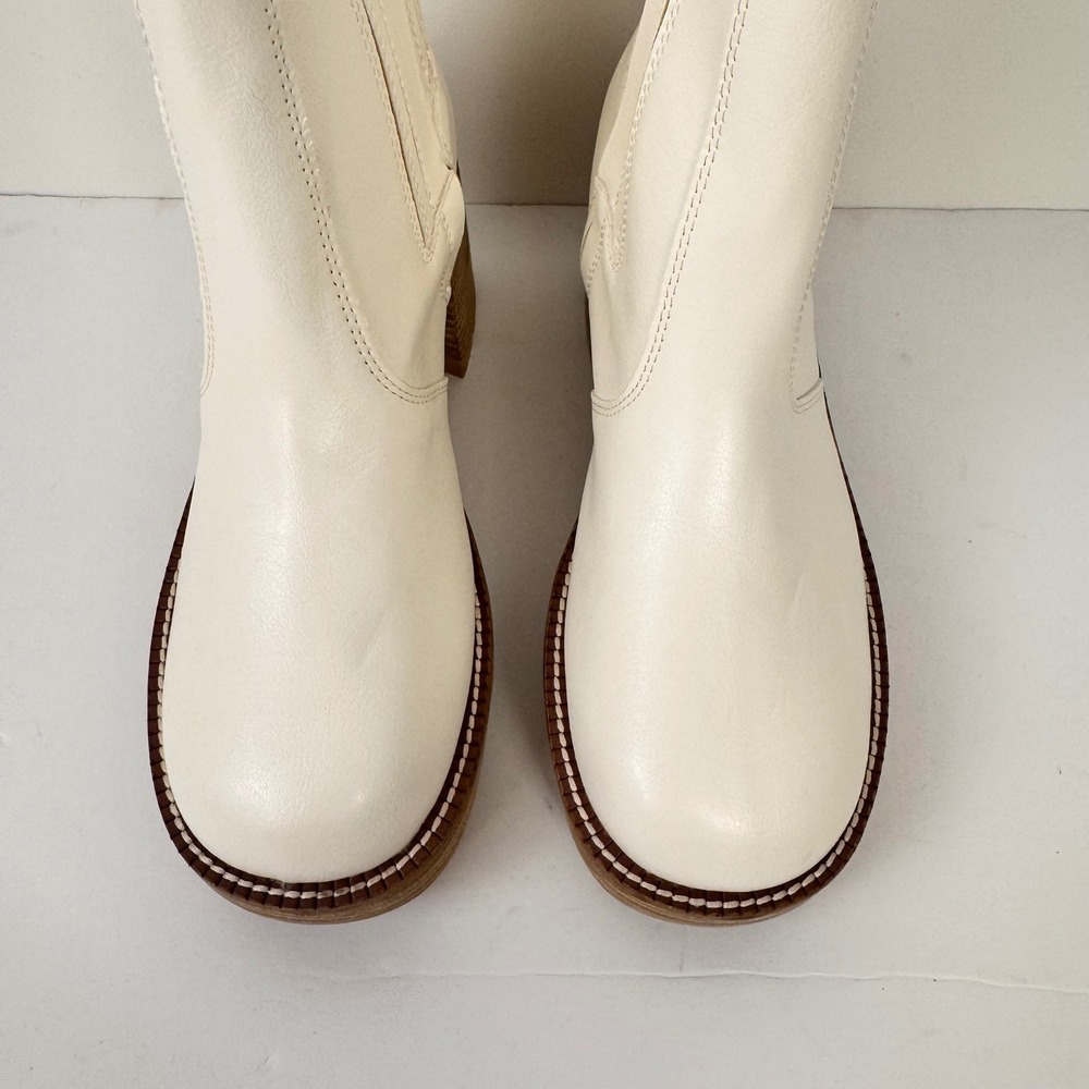 Oasis Society Aubrey Boot Women 8 White Platform Lug Sole Ankle Block Heel - Picture 5 of 14